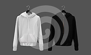 Men`s hooded jacket with zipper for your design mockup for print