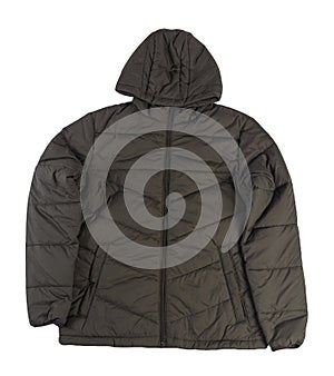 Men`s jacket in a hood isolated on a white background. Windbreaker jacket