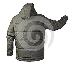 Men`s    jacket in a hood isolated on a white background. Windbreaker jacket