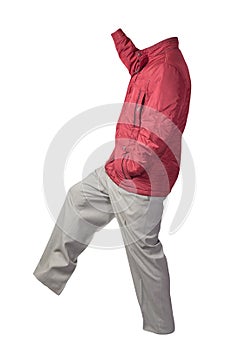 Men`s jacket and pants isolated on white background