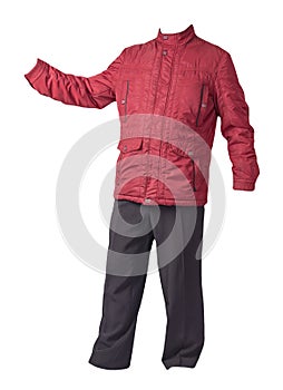 Men`s jacket and pants isolated on white background