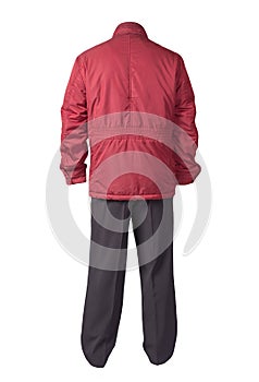 Men`s jacket and pants isolated on white background