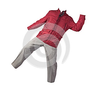 Men`s jacket and pants isolated on white background