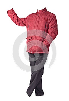 Men`s jacket and pants isolated on white background