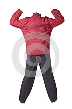 Men`s jacket and pants isolated on white background