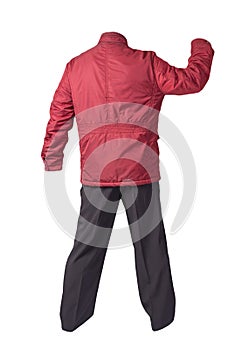 Men`s jacket and pants isolated on white background