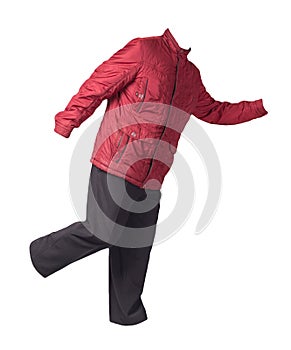 Men`s jacket and pants  isolated on white background