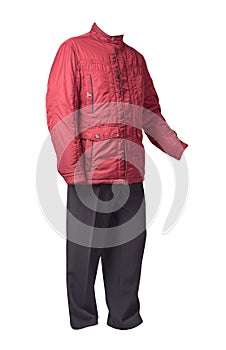 Men`s jacket and pants  isolated on white background