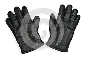 Men's leather gloves on a white background.