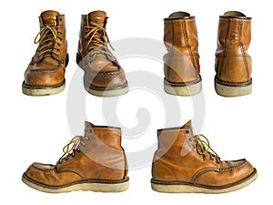 Men's leather shoes isolated on white background. Clipping path.