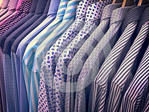 Men`s Long Sleeve Patterned Shirts on Rack