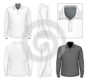 Men's long sleeve polo-shirt design template