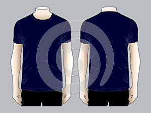 Men`s Navy Blue Short Sleeve T-Shirt for Template