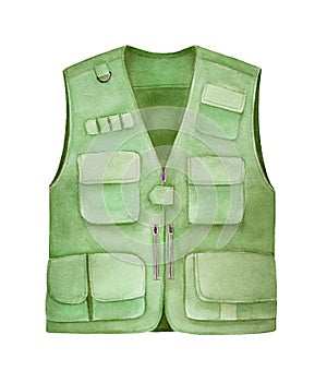 Men`s outdoor multi functional vest in light khaki color with multiple pockets.