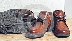 Men`s set of clothes and shoes