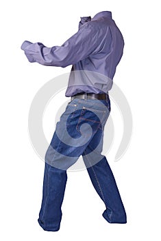 Men`s shirt and blue jeans isolated on white background