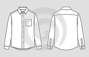 Men`s shirt. Flat technical drawing. Mockup template