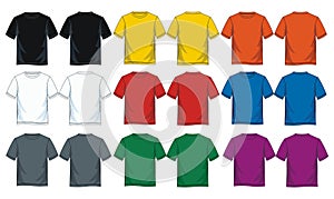 Men`s short round neck t-shirt templates, Front and back views. photo