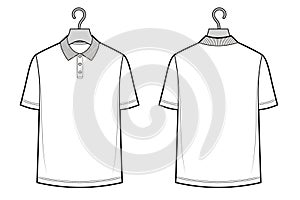 Men's short sleeve polo shirt. Hanger isolated mock-up