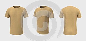 Men`s short-sleeve raglan t-shirt mockup in front, side and back views