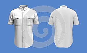 Men`s short sleeves military shirt mockup.