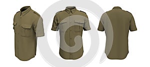 Men`s short sleeves military shirt mockup