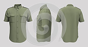 Men`s short sleeves military shirt mockup