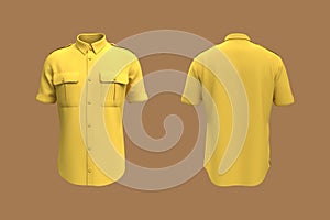 Men`s short sleeves military shirt mockup. 3d rendering