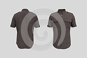 Men`s short sleeves military shirt mockup. 3d rendering, 3d illustration