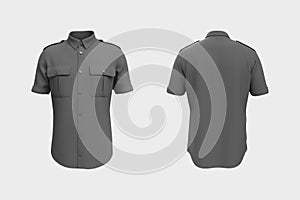 Men`s short sleeves military shirt mockup. 3d rendering, 3d illustration