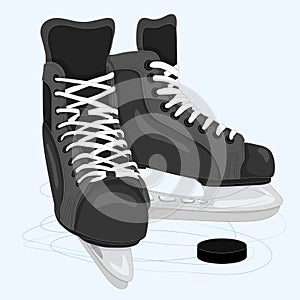 Men`s skates for hockey and ice skating. photo
