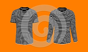 Men`s striped t-shirt mockup in front view, design presentation for print, 3d illustration, 3d rendering