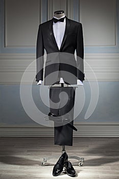 Men`s suit, tuxedo  on white background