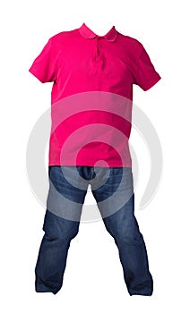 Men`s t-shirt and jeans isolated on white background.casual clothing