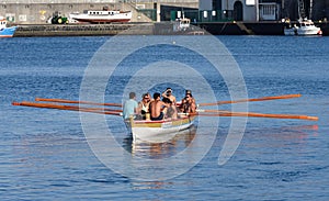 Whaleboat rowing in port of Horta, Faial Island