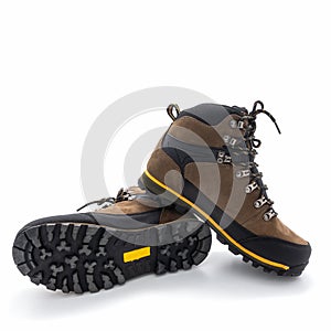 Men`s trekking boots brown. Made from nubuck and vinyl.