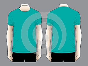 Men's Turquoise Short Sleeve T-Shirt Template Vector on Gray Background