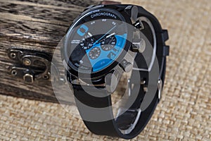 Men`s watch, close-up hand watch. Best accessories for men