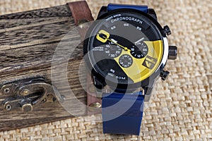 Men`s watch, close-up hand watch. Best accessories for men