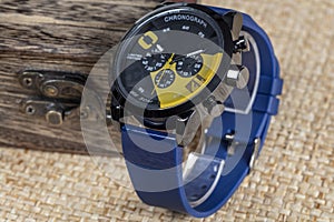 Men`s watch, close-up hand watch. Best accessories for men