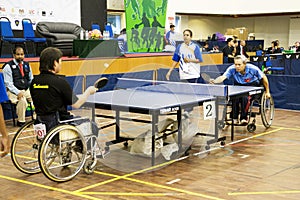 Men's Wheelchair Table Tennis Action