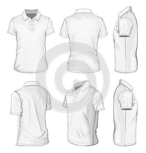 Men's white short sleeve polo-shirt