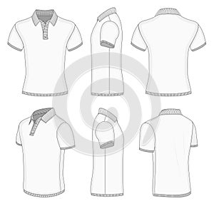 Men's white short sleeve polo shirt.