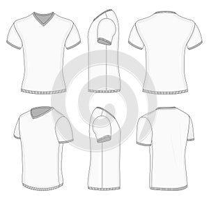 Men's white short sleeve t-shirt v-neck.