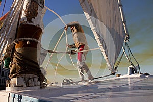 A men sailing a boat in Nile river