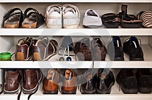 Men shoes in a closet