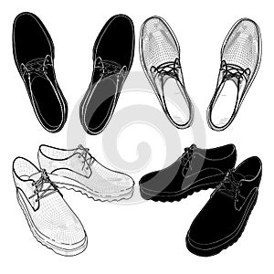 Men Shoes Vector. A Vector Illustration Of Shoe Isolated On White.