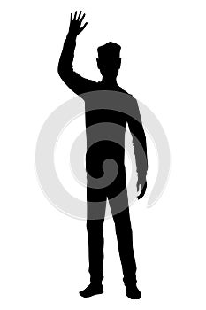 Men silhouette with style clothing. Vector standing people in black color isolated on white background