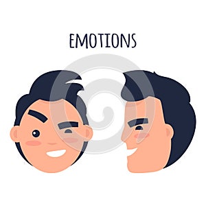 Man Skeptic Emotions Flat Vector Concept