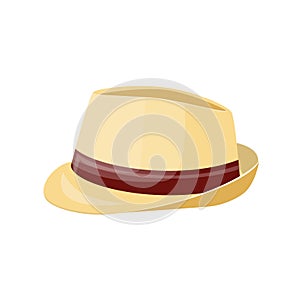 Men straw hat. Straw sunhat isolated on white.